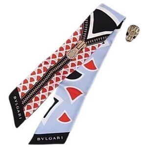 Bvlgari Ribbon Scarf Ring Serpenti Multicolor Gold Silk Metal